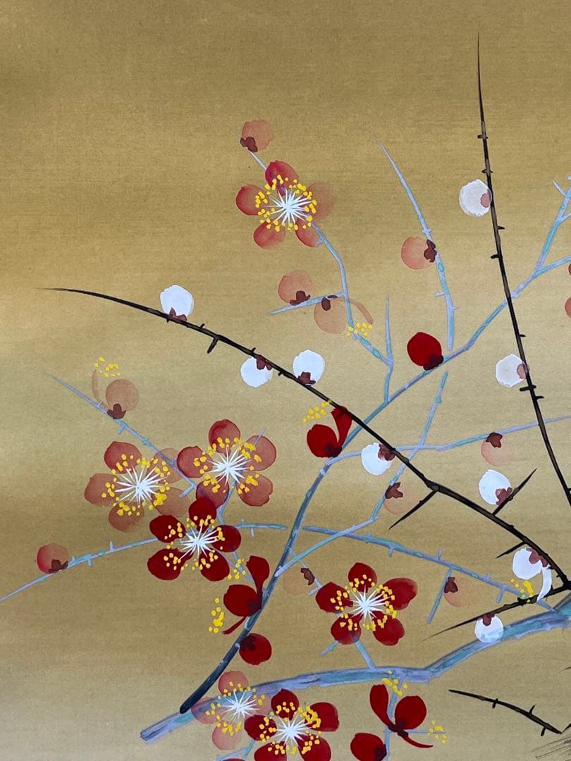 掛軸 玉芳筆「 梅に鶯 」1010