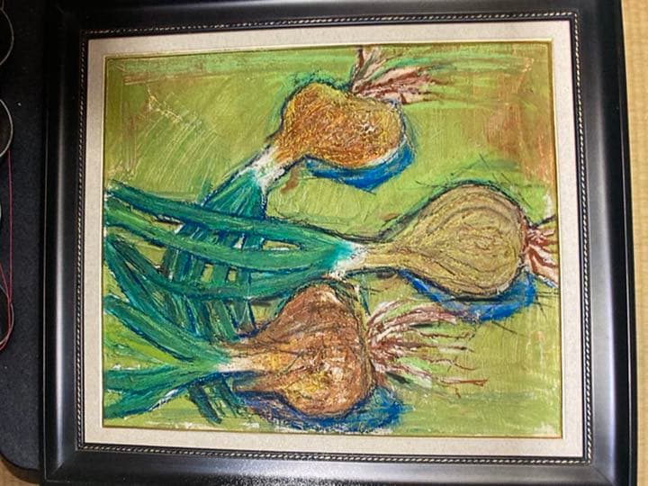 空飛ぶ画家糸川裕志の静物画、油絵F 10号、額入り、小学六年の作品