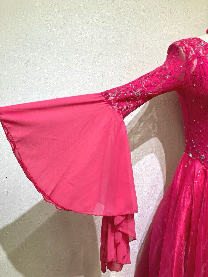 社交ダンス　スタンダードドレス　ボールルームドレス　スパンコール　花柄レース