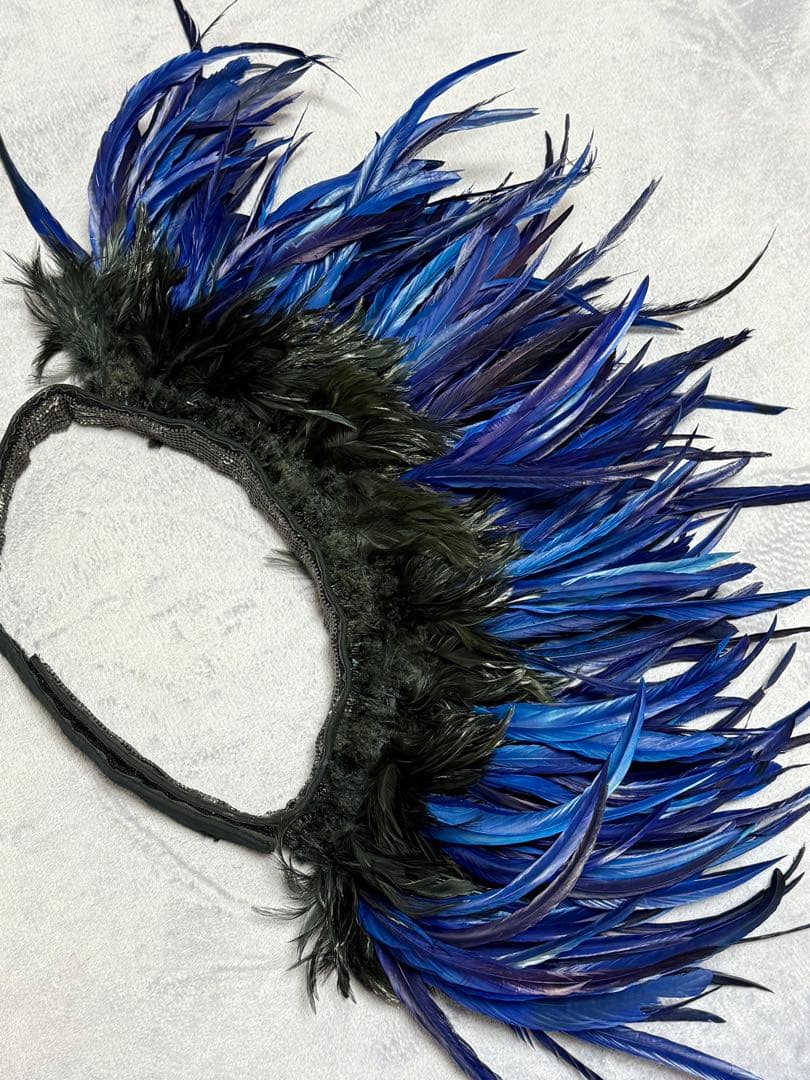 タヒチアンダンス　羽根　ヒップベルト　ブルー　黒　衣装