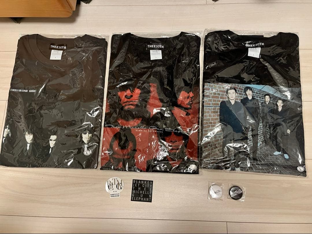 ミッシェルガンエレファント Tシャツ3枚&缶バッジステッカーセット　Lサイズ