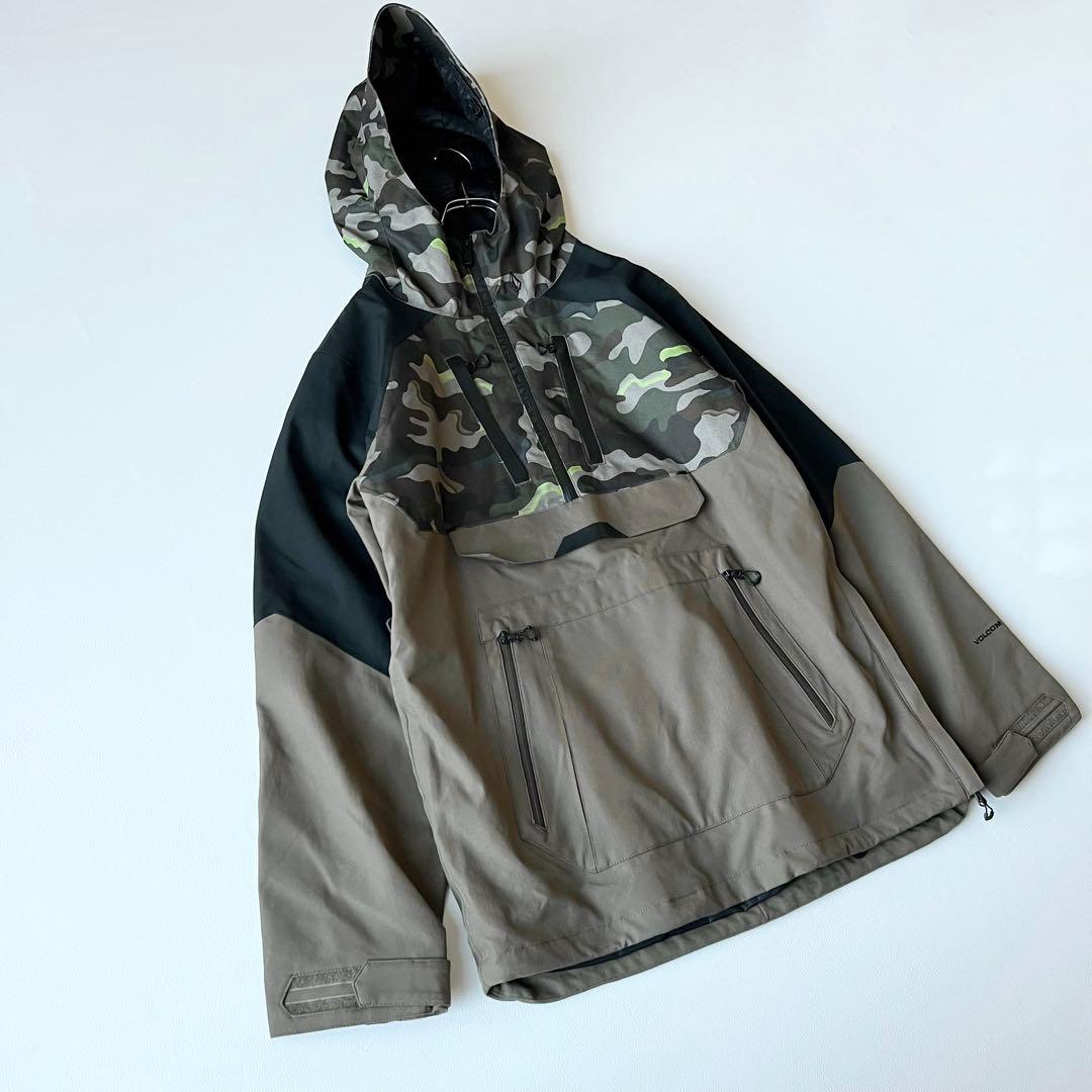 3240【美品】ボルコム　アノラックジャケット 迷彩柄　M 黒　カーキ　グレー