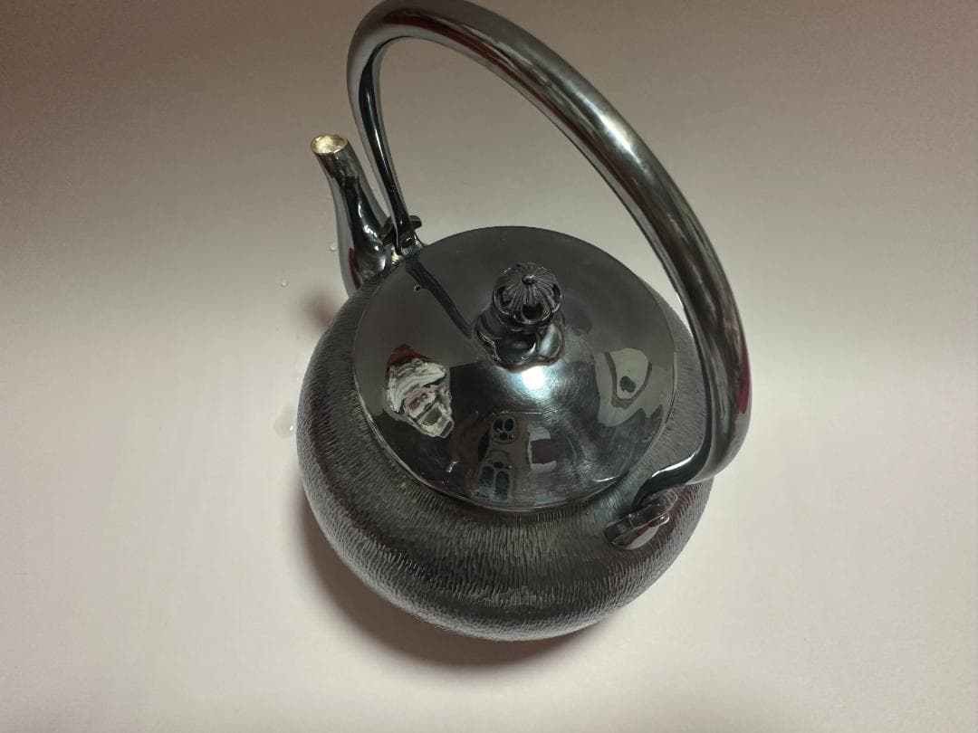 純銀製 望月形 湯沸 銀瓶 煎茶道具