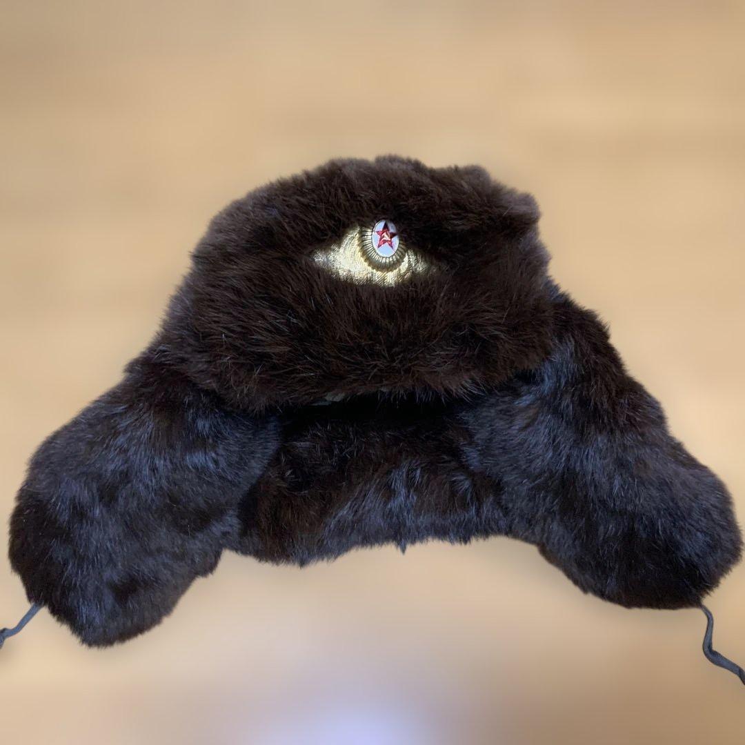 ソ連軍　ウシャンカ帽　リアルミンク