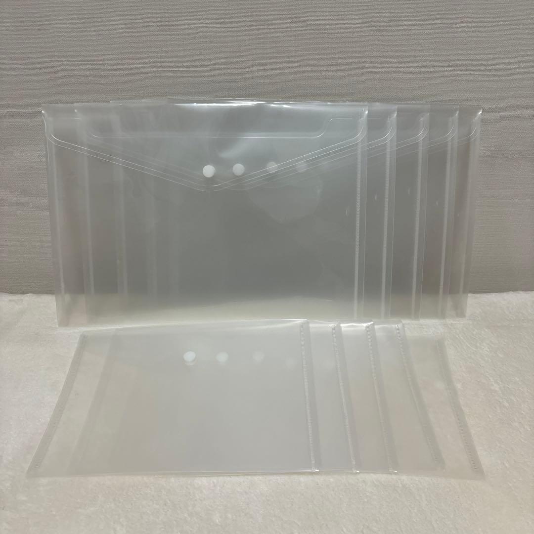 A4 A5 クリアファイルポケット 10個 透明 ファイル ボタン付き