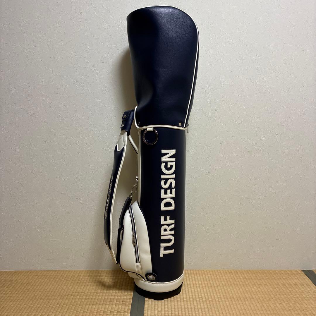 美品 TURF DESIGN キャディバッグ ネイビー/ホワイト　ターフデザイン