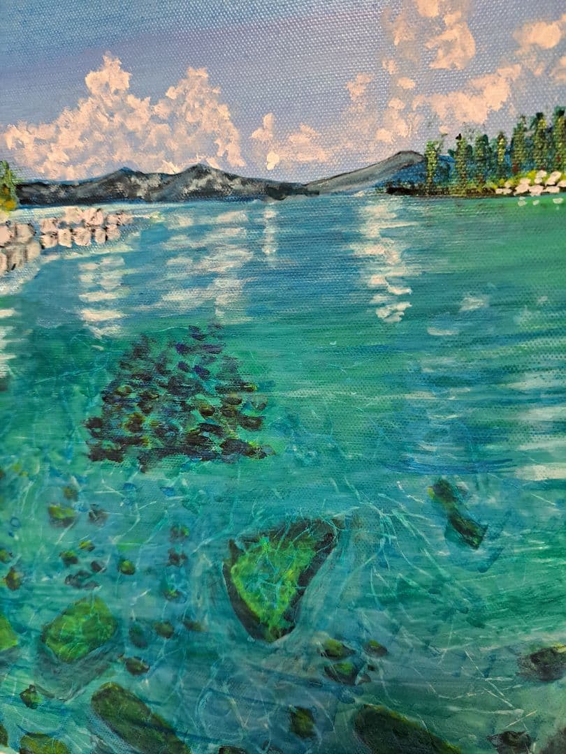 【湖】風景画・絵画・原画・額縁無し