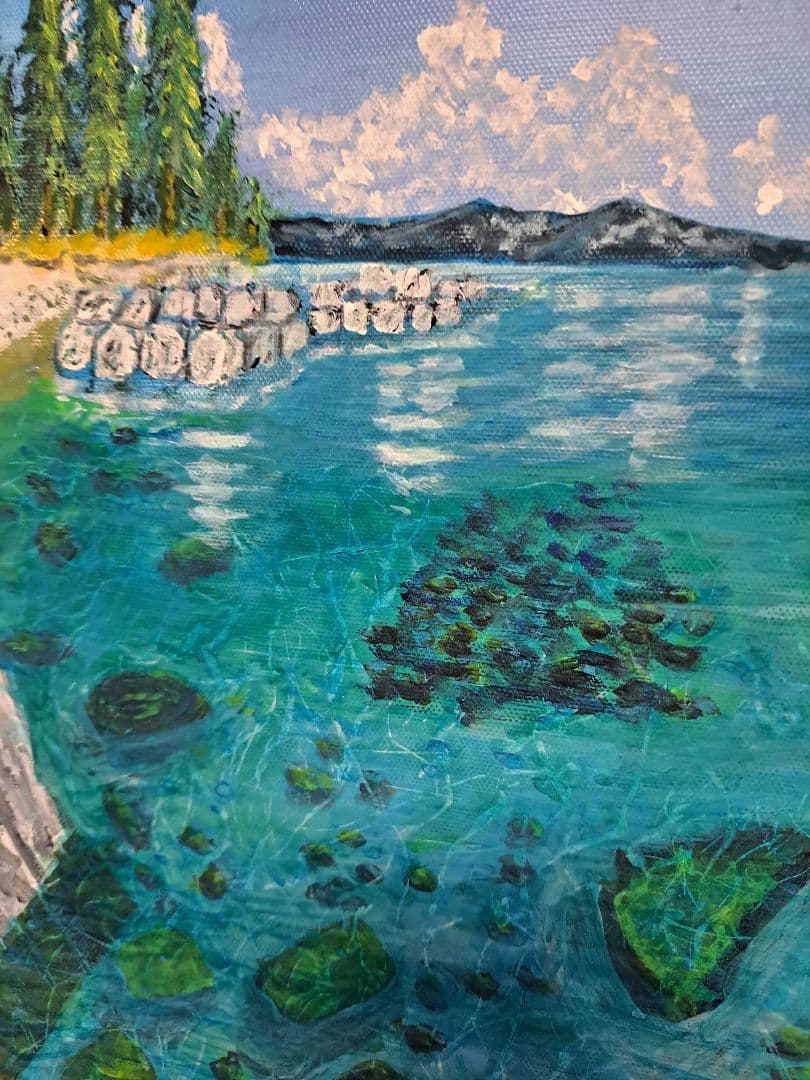 【湖】風景画・絵画・原画・額縁無し