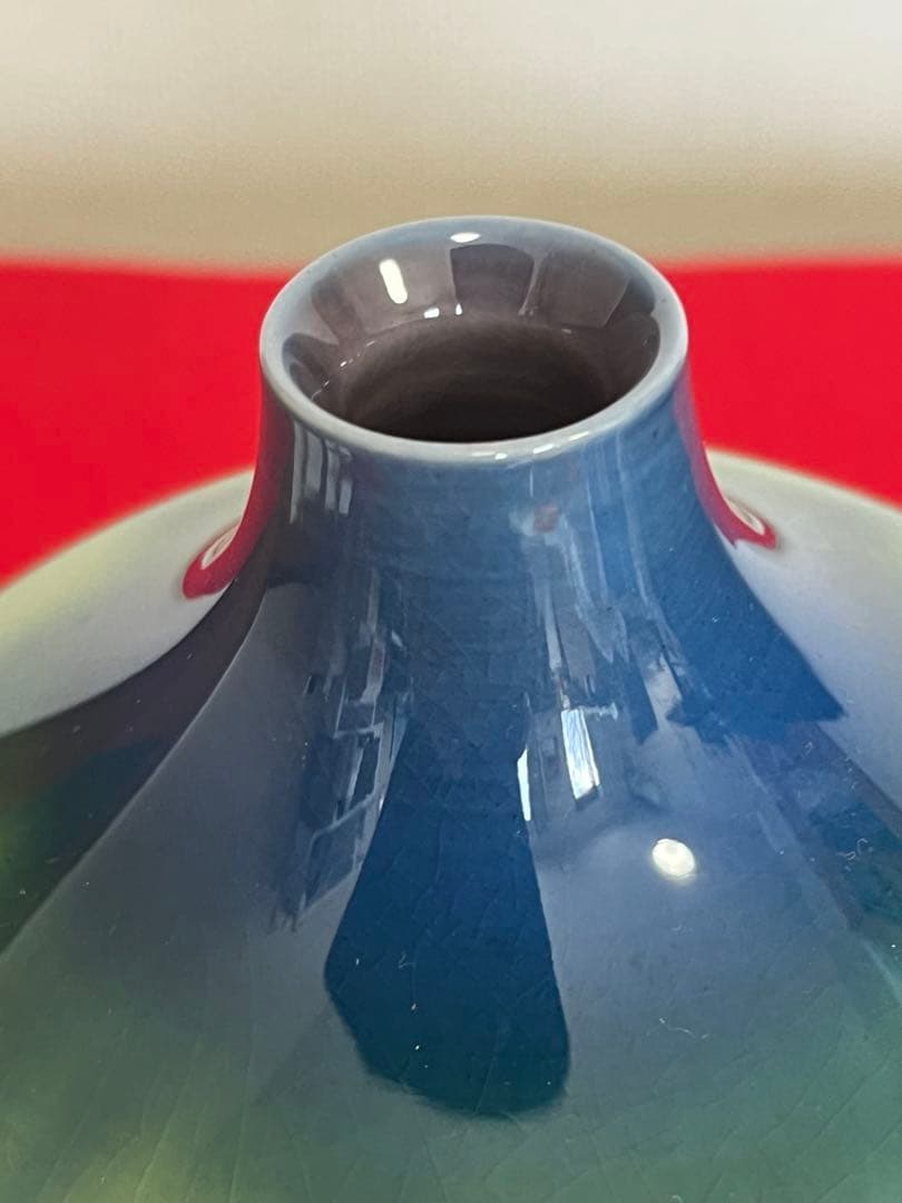 人間国宝 柳雨軒 三代 徳田八十吉 碧明釉 壺 約16.3cm 管理T303