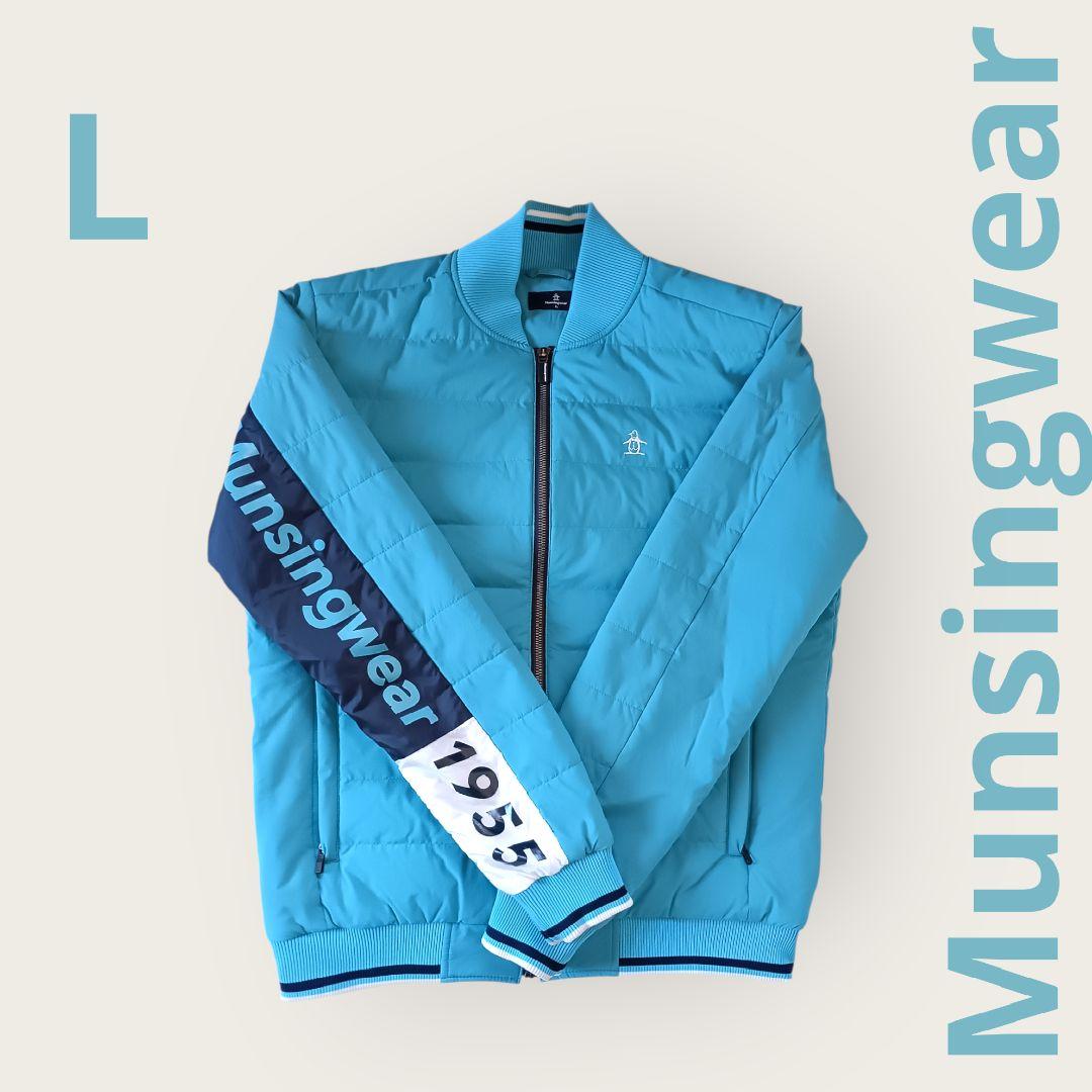 ​【美品】マンシングウェア ハイブリッド ダウンジャケット メンズL ブルー