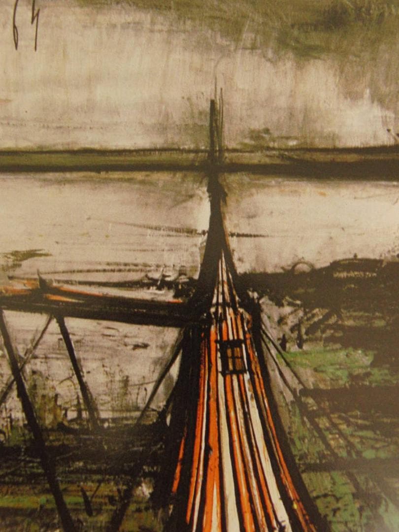 ベルナール・ビュッフェ「Tentes sur la plage」希少画集の額装画