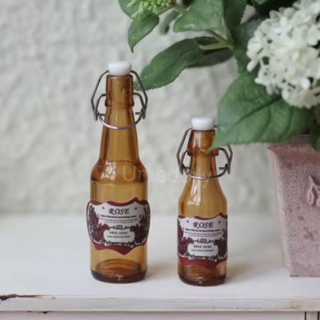 ミニチュア　ボトル2本セット×５色セット　ガラス瓶　ガラスジャー　ドールハウス