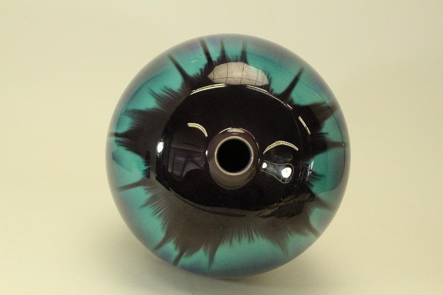 三代 徳田八十吉 作 正彦 壷 共箱 美品(ZE589)