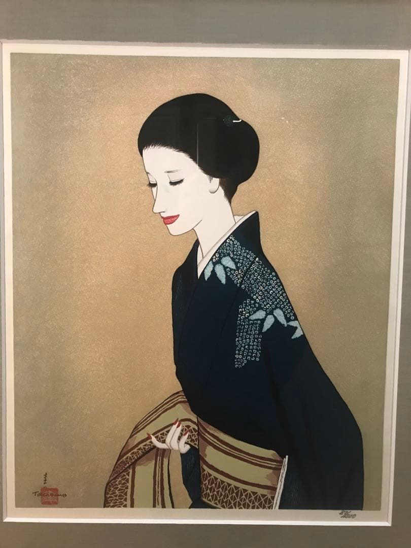 高沢圭一　「帯」　木版画　刷り込みサイン・作品証明シール有り