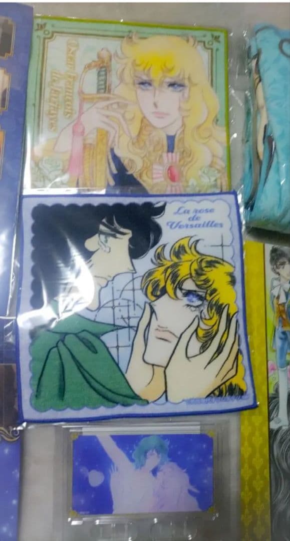 ベルサイユのばら　オスカル&アンドレクッションカバー他グッズ1式まとめ売り８点