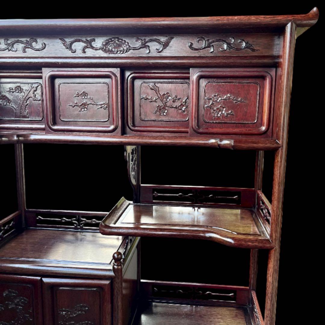 茶箪笥、飾り棚、茶棚、紫檀黒檀、アンティーク、レトロ、和風サイドボード、和食器棚