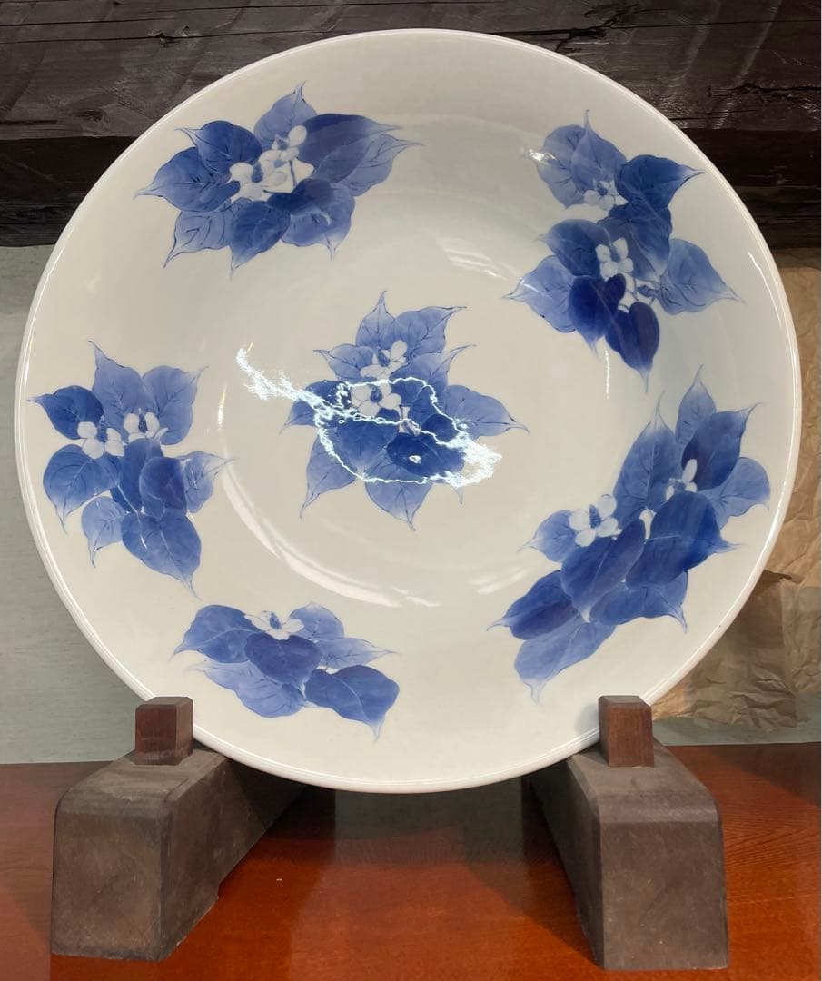 手描き染付大鉢　井上匠　染付十薬文鉢