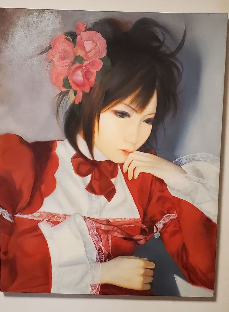 真作　油絵　個展　展示作品　安田梓 オタ日和　美人画　直筆　コスプレ