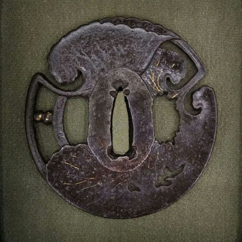 蕗の葉　鐔　変わり形　蓮　蕗　鐔　刀装具　時代武具　日本刀　居合　アンティーク