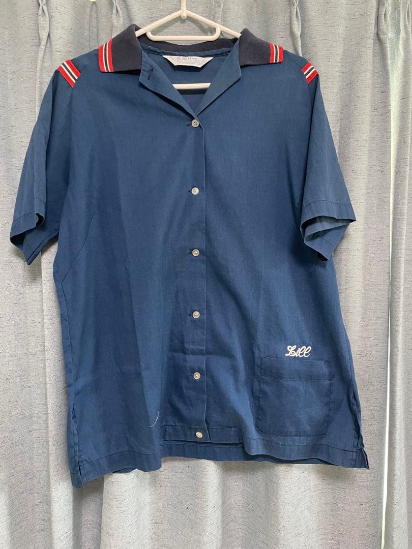 レア！70s USA製　Hilton ボウリングシャツ サイズ40 ネイビー