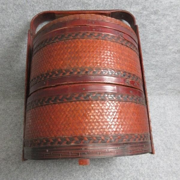 竹製網代二段手提げ提籃 [B28239]