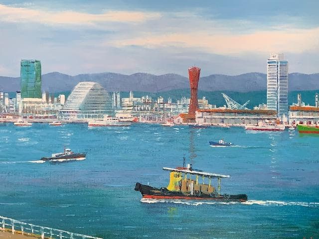 大型作品☀️小林幸三【神戸港】油彩画◆Ｆ１２号◆超人気画家