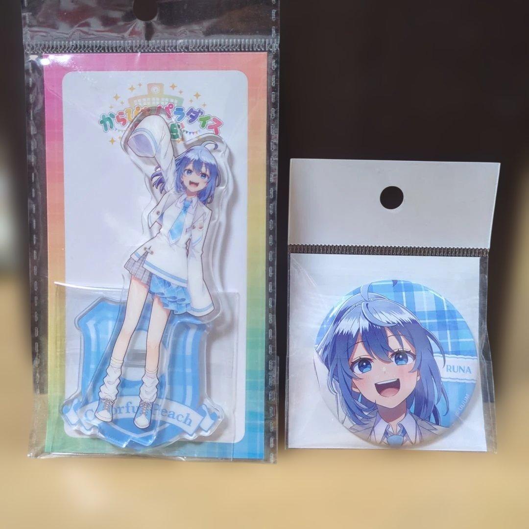 カラフルピーチパラダイスるなアクリルスタンド　缶バッチ2個セット