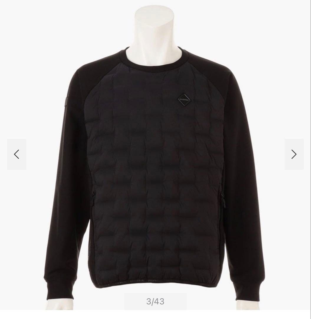 BRIEFING ブラック クルーネックハイブリッドダウンジャケット