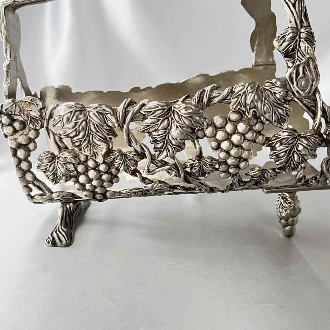 【英国】ワインボトルホルダー【シルバープレート】葡萄と蔦のレリーフ