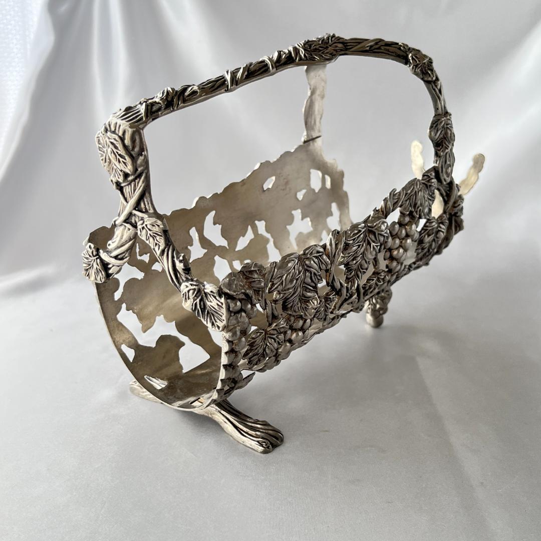 【英国】ワインボトルホルダー【シルバープレート】葡萄と蔦のレリーフ