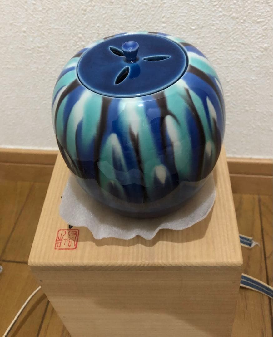 柳雨軒 三代 人間国宝　徳田八十吉　燿彩香炉　九谷焼　木箱付き