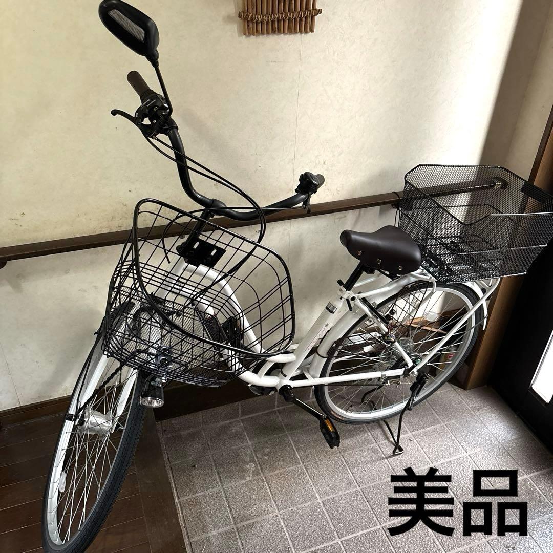 【美品】※直接引き取り 自転車 ママチャリ 前後カゴ付き ミラー付き
