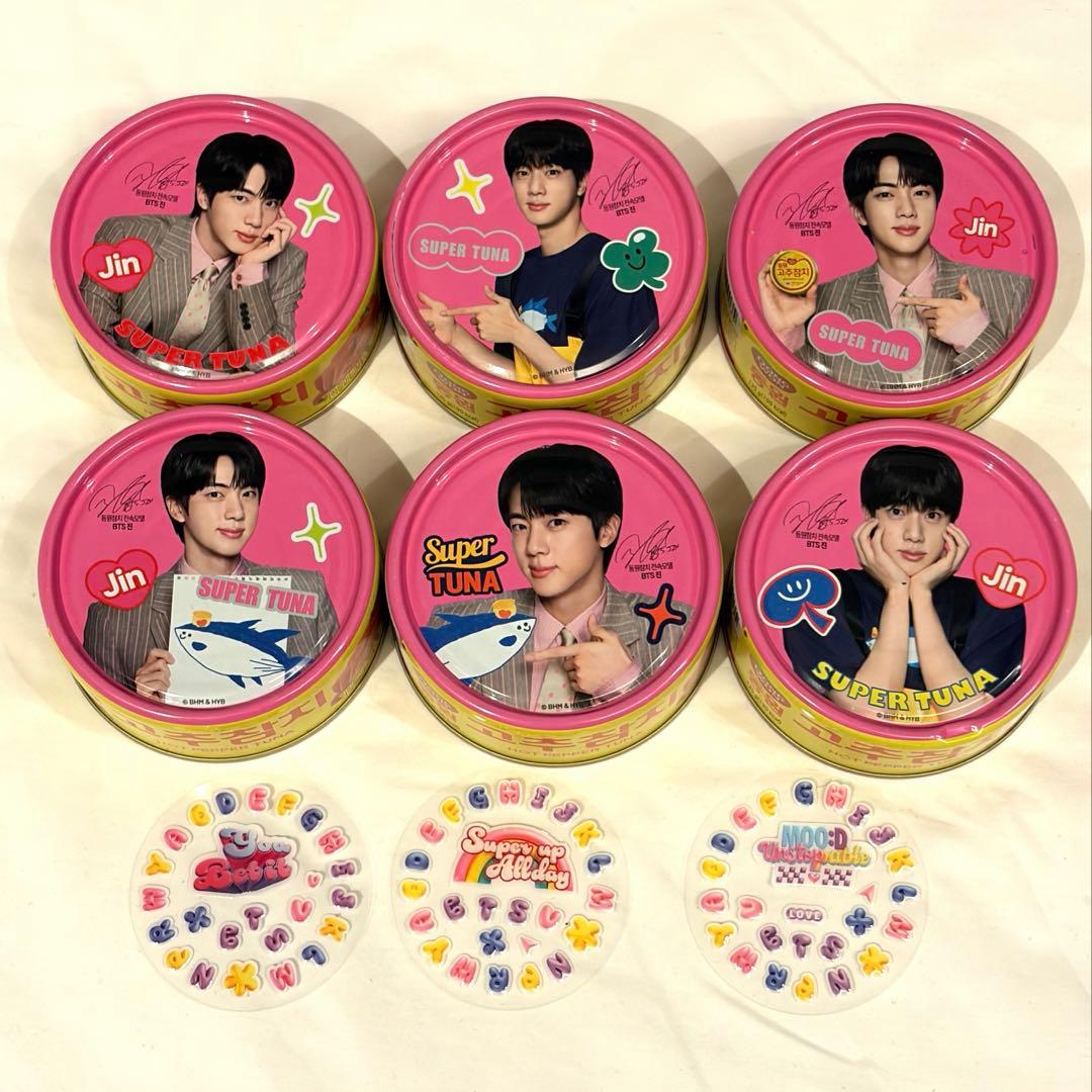 BTS☆JIN ジン ドンウォン ツナ缶 ピンク ステッカー6缶