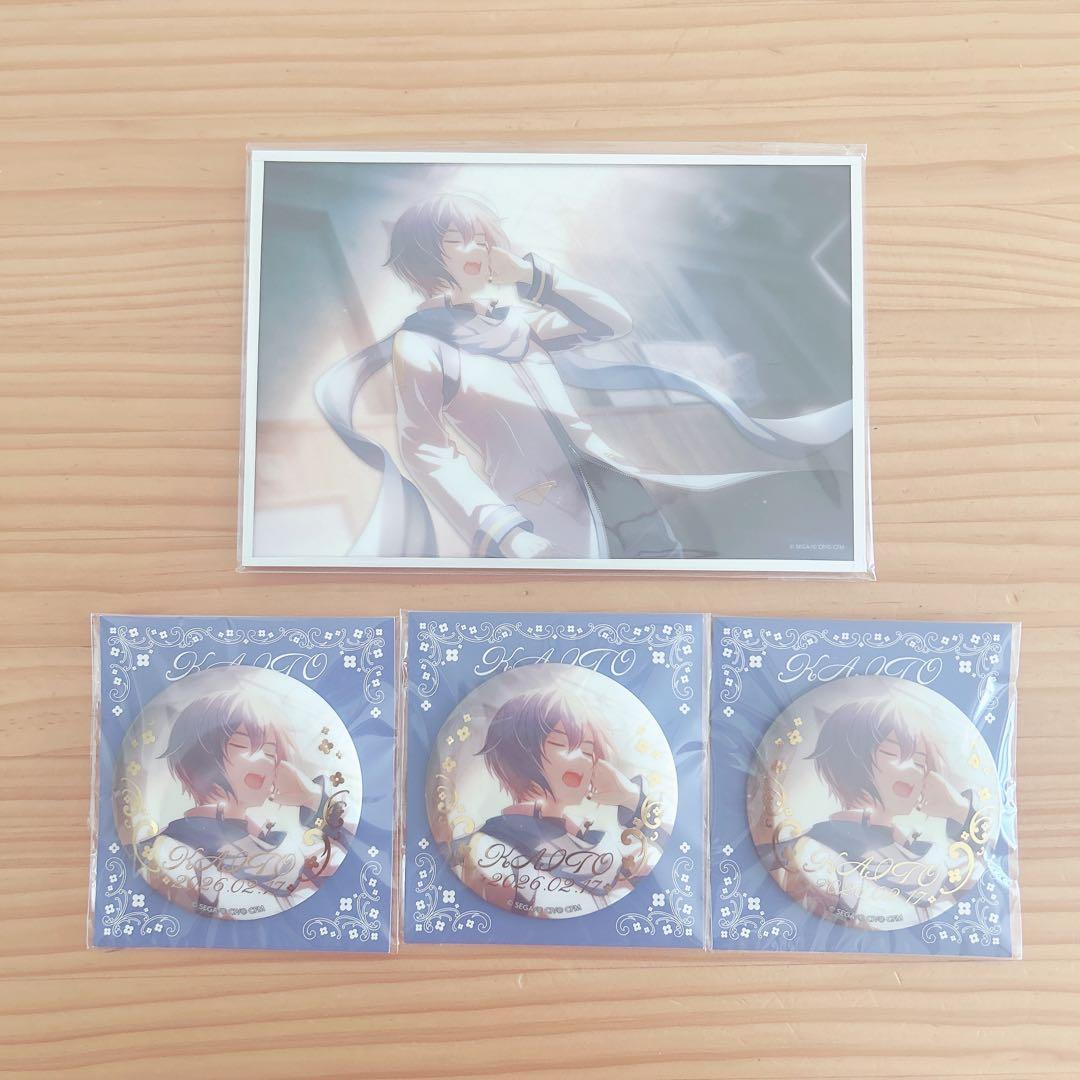 はぴこれ プロセカ KAITO 色紙 箔押し缶バッジ