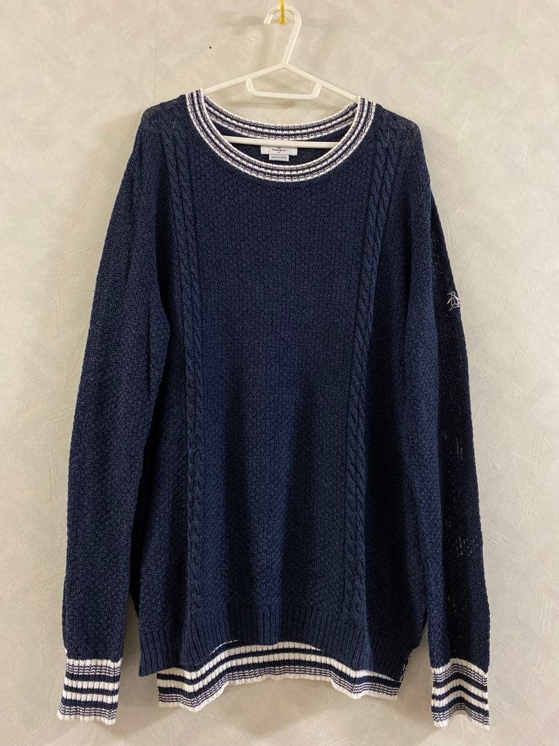 美品 Munsingwear 和紙混オーバーサイズチルデンセーター LL ニット