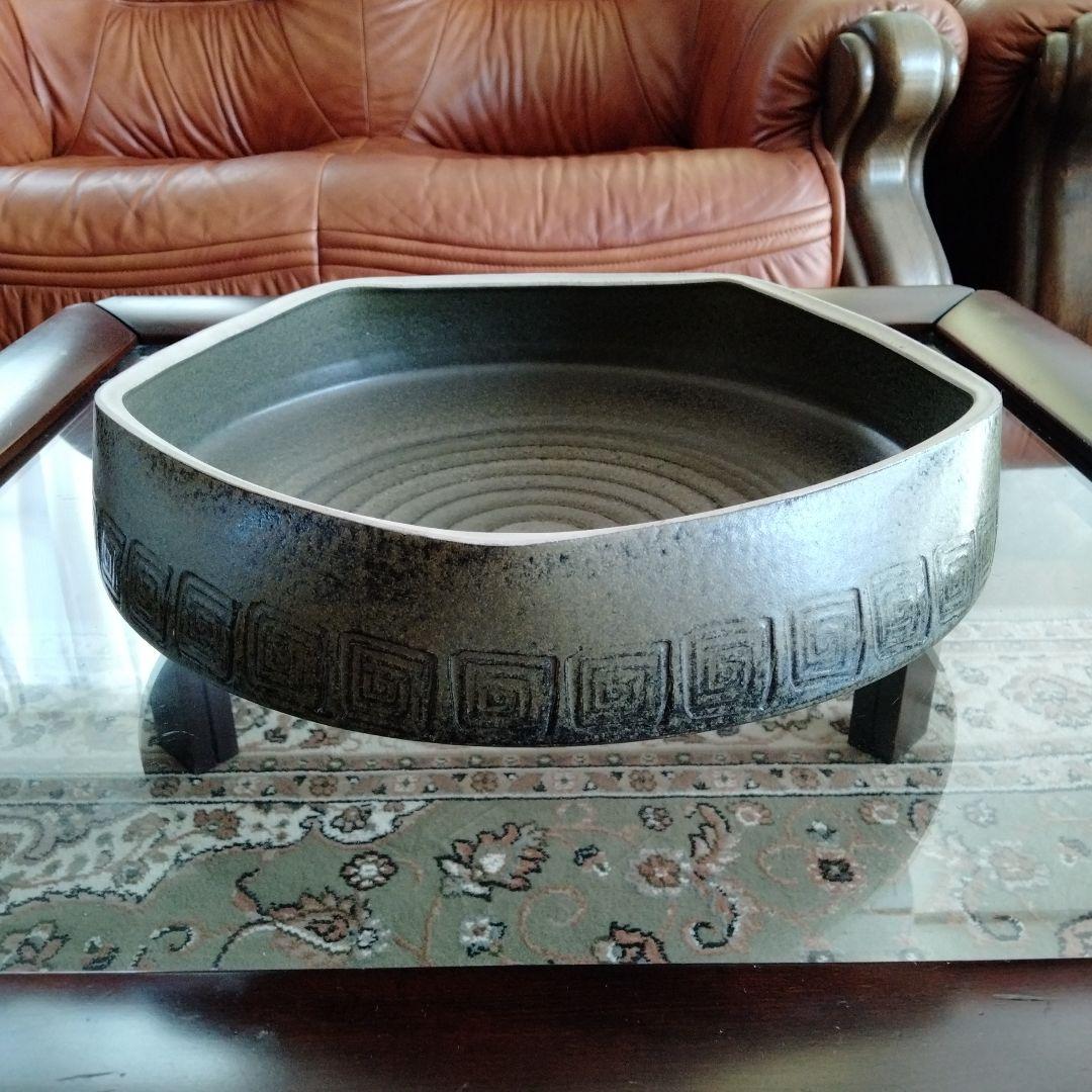 最終値下げ旧蔵中国骨董【超大水盤 青磁五菱洗】在銘有美しいコレクション新品未使用