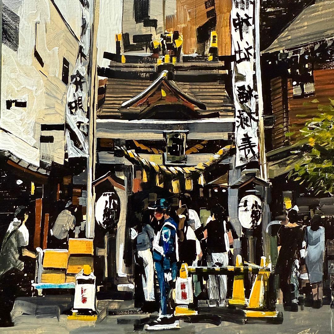 油彩スケッチ『小網神社』