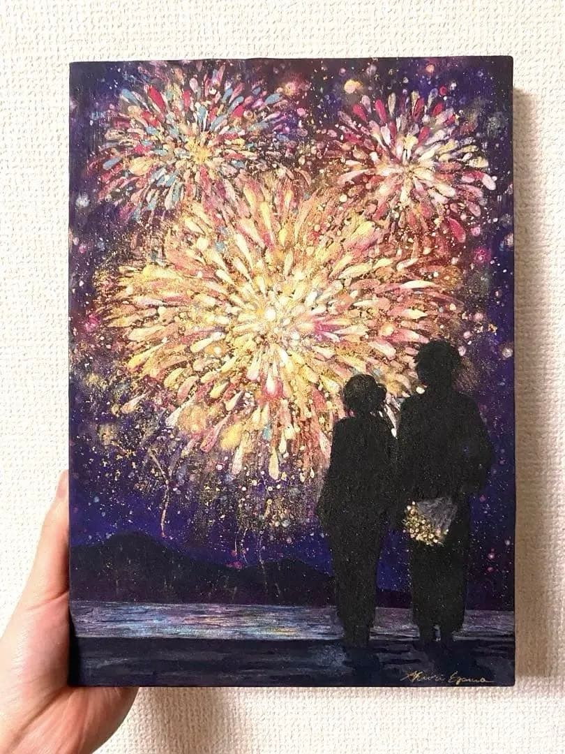日本画 一点もの　花火／作：江川史織