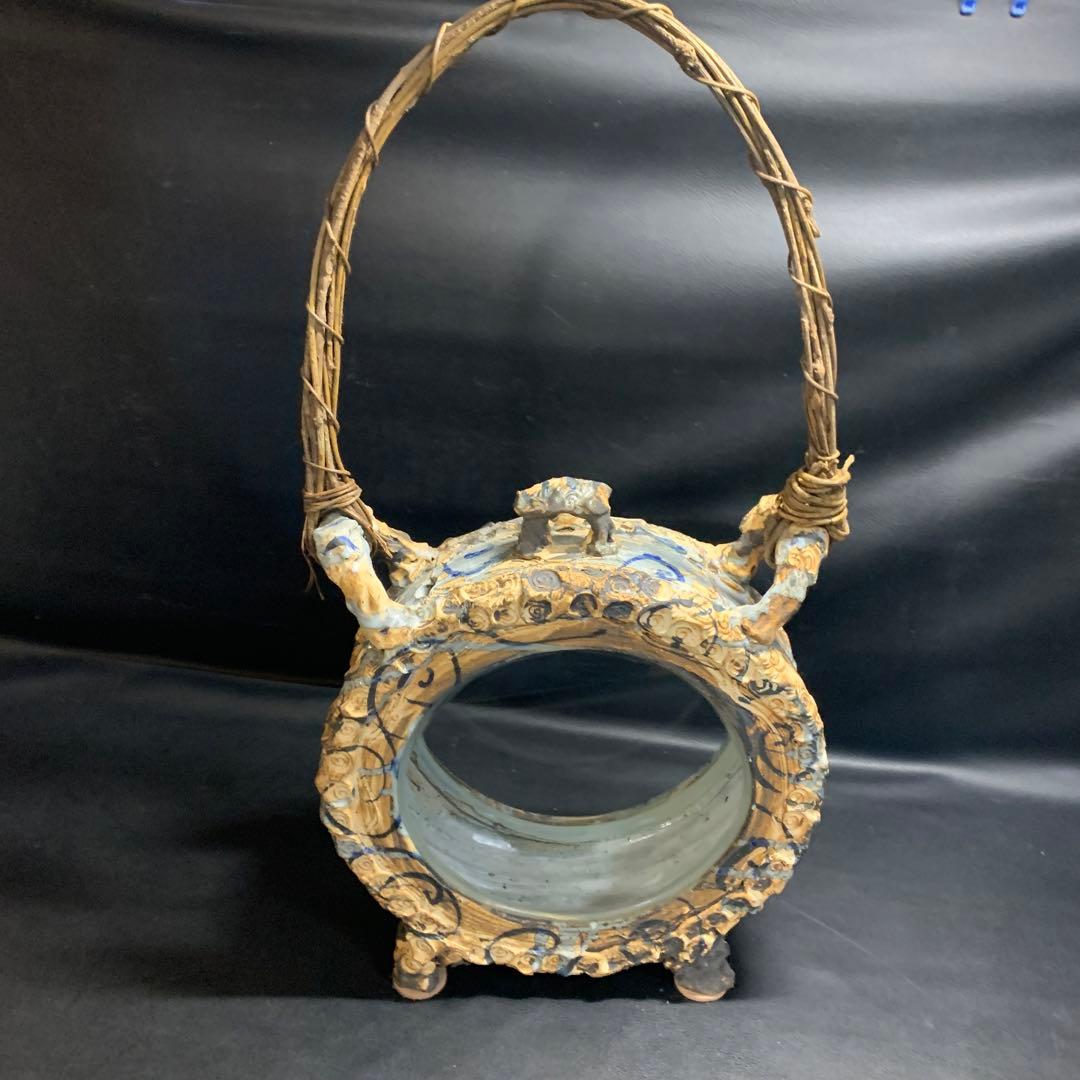 丸型の陶器の水槽　金魚・メダカ・インテリアに 和&アジアンテイスト