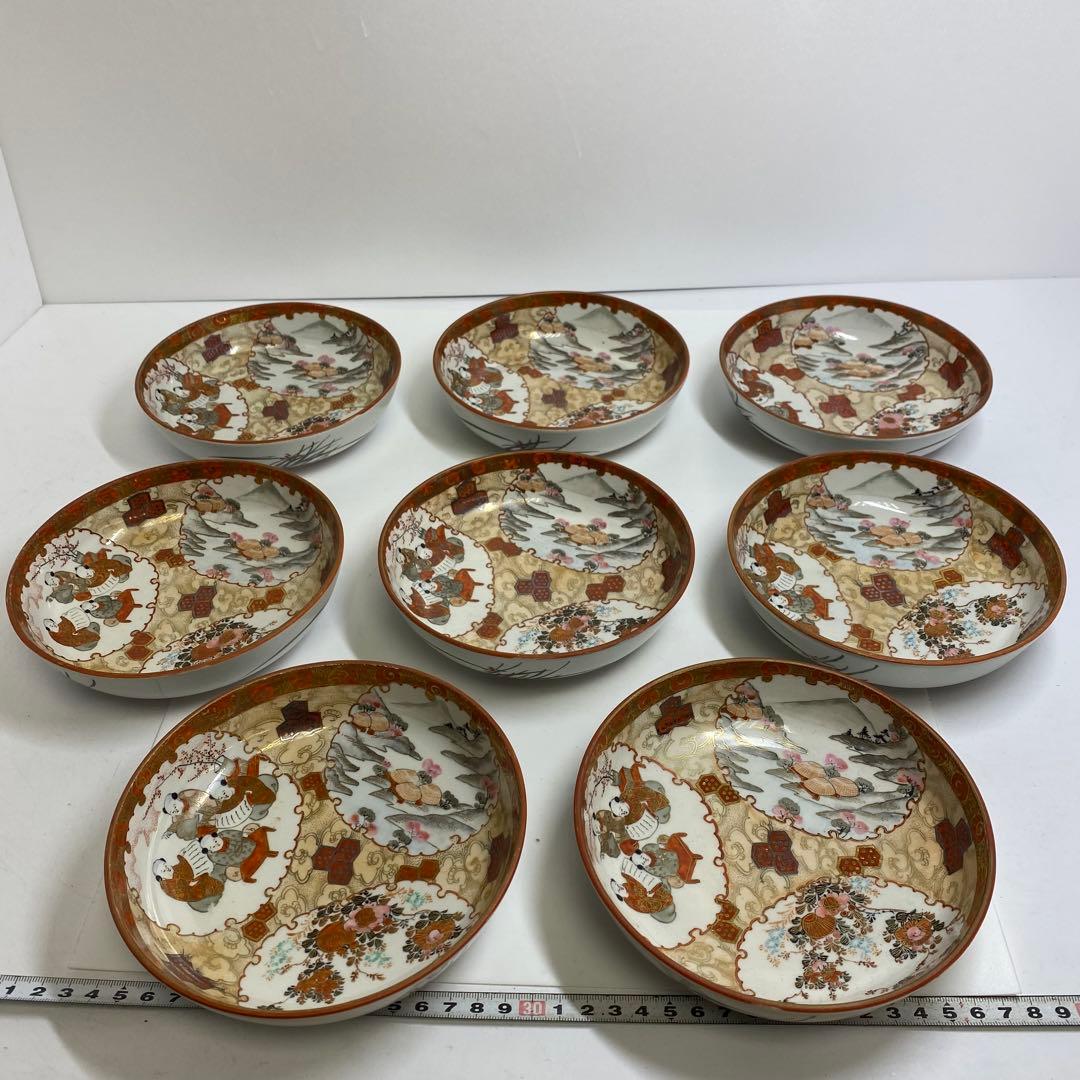 明治初期　金襴手　なます皿　8枚　幅15.7cm 東K7-1216①