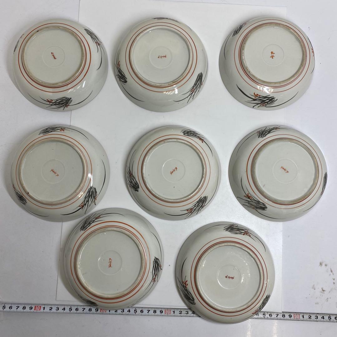 明治初期　金襴手　なます皿　8枚　幅15.7cm 東K7-1216①