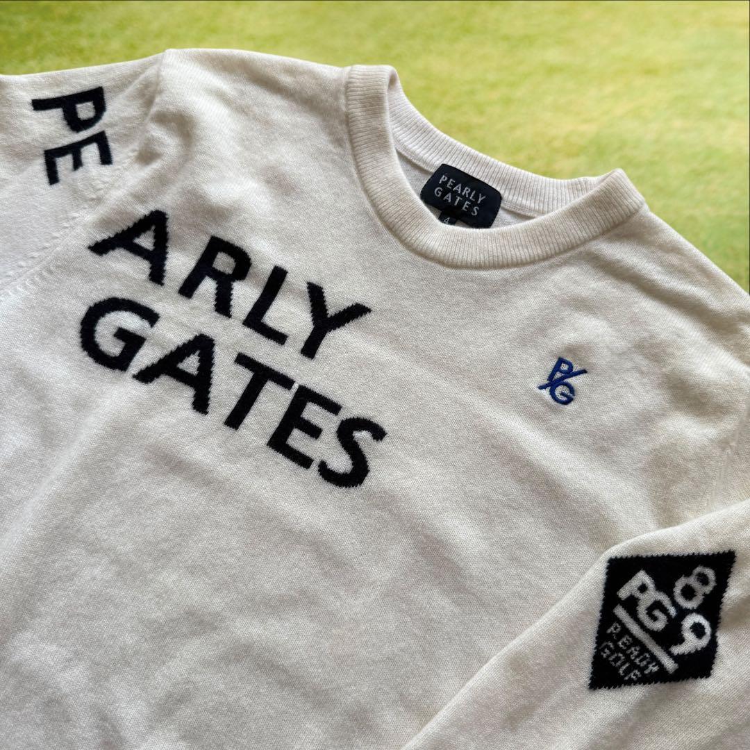 カシミヤ素材　パーリーゲイツ　ニット　M〜L相当　白　アイボリー　セーター　4