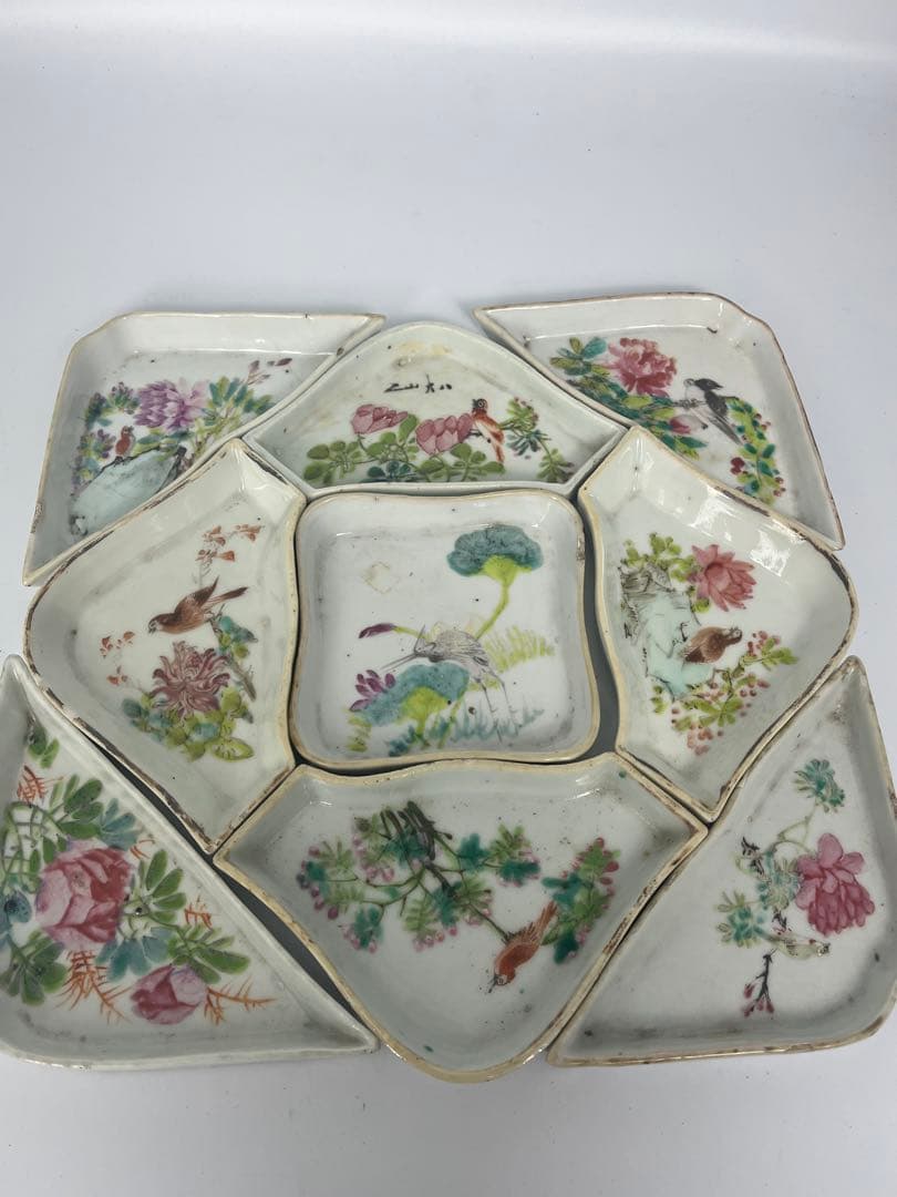 中国古美術 清朝同治骨董 古陶磁器 收藏品 アンティーク 9点セット木箱付