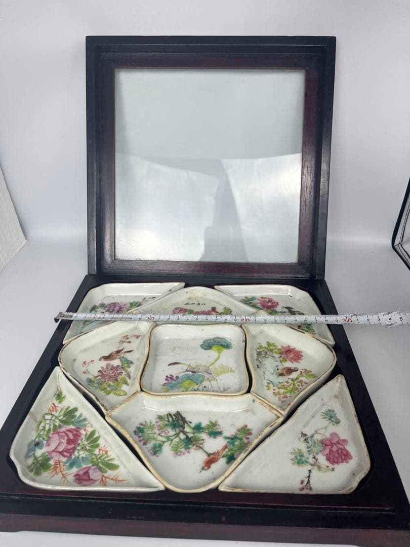 中国古美術 清朝同治骨董 古陶磁器 收藏品 アンティーク 9点セット木箱付