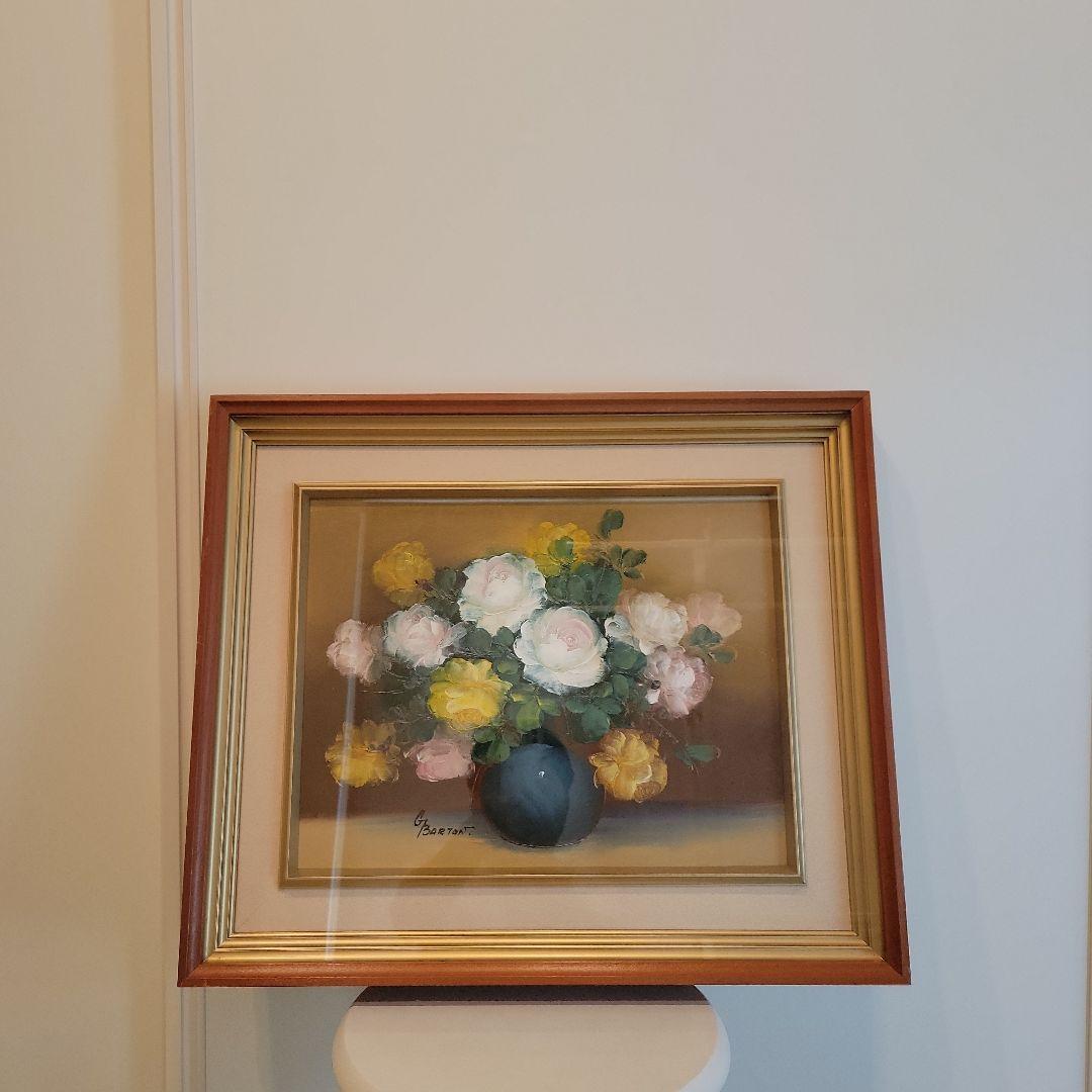 絵画　油絵　バートン　薔薇
