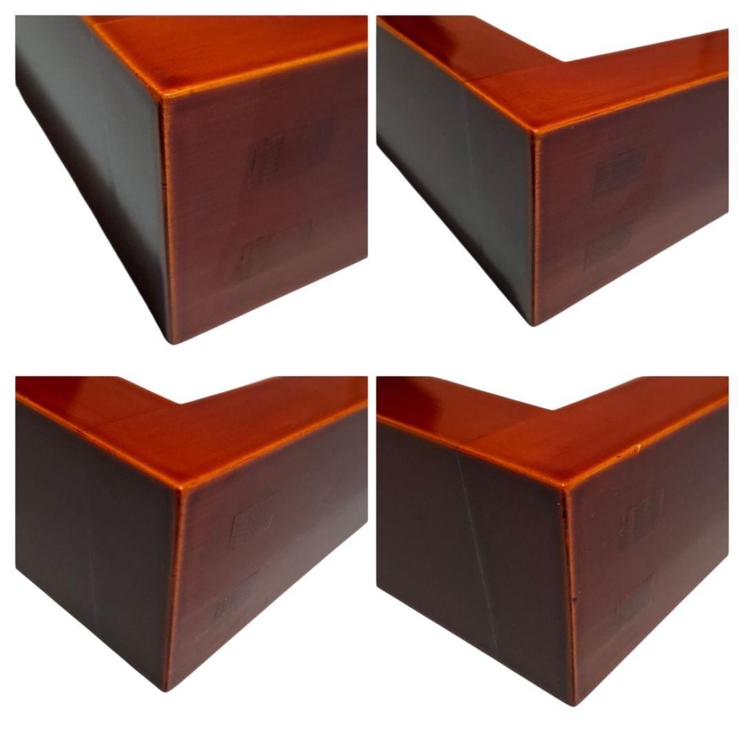 【美品】茶道具 炉縁 羽根唐草 線描 植物文様 溜塗風 42.5cm