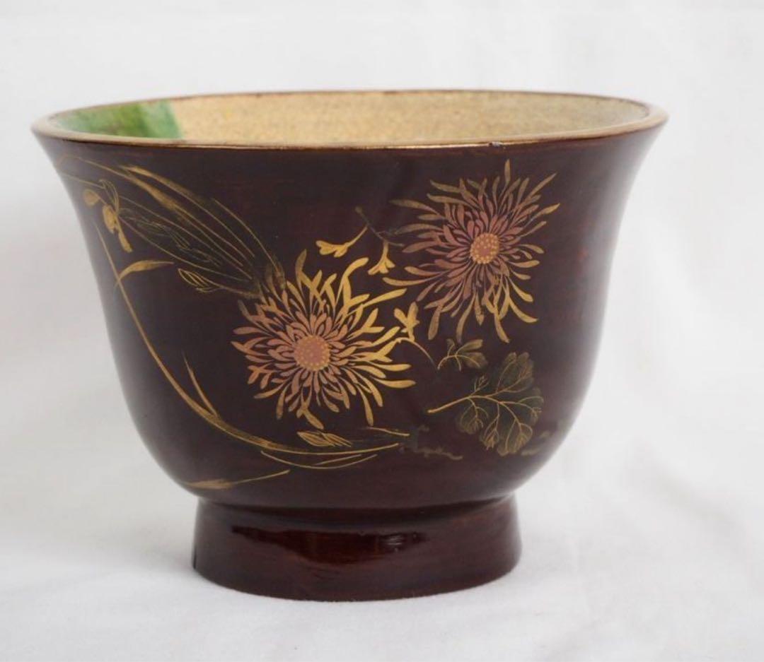 送料無料　江戸～明治時代　豊楽焼　菊紋茶碗　茶道具　本物保証