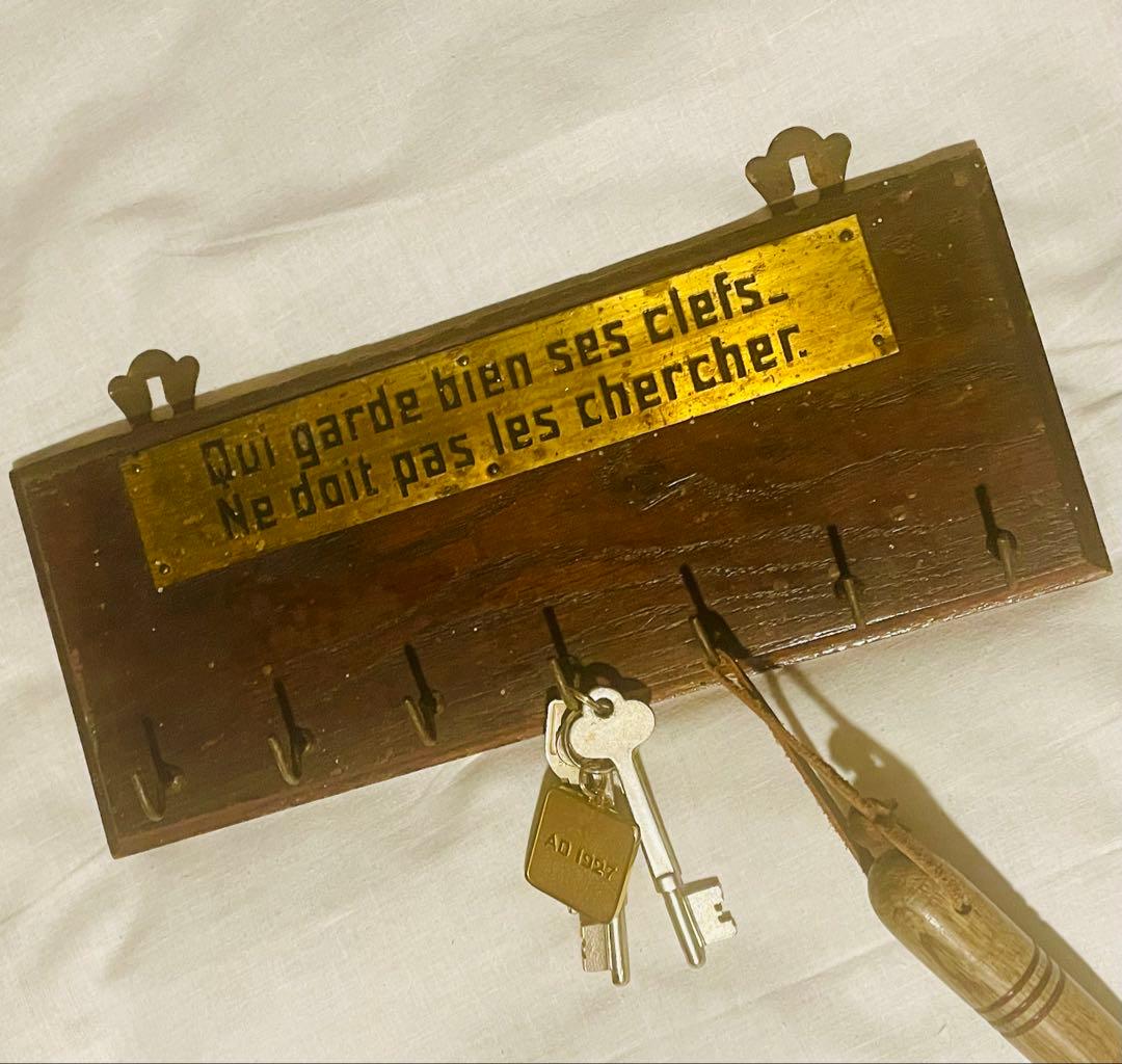 フランスアンティーク木製7連フック