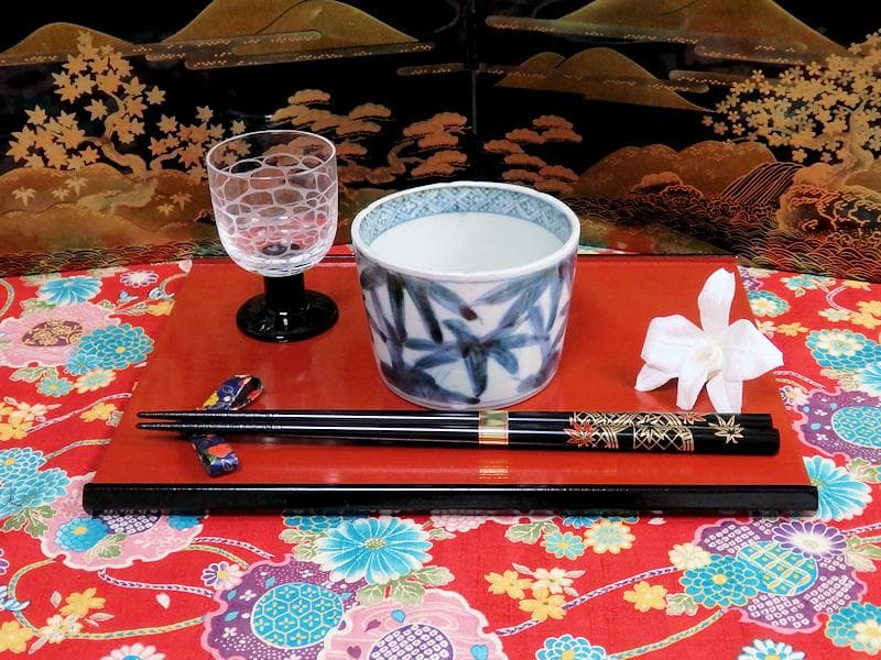 古伊万里　染付　竹笹の図　蕎麦猪口　D372AS-fbue