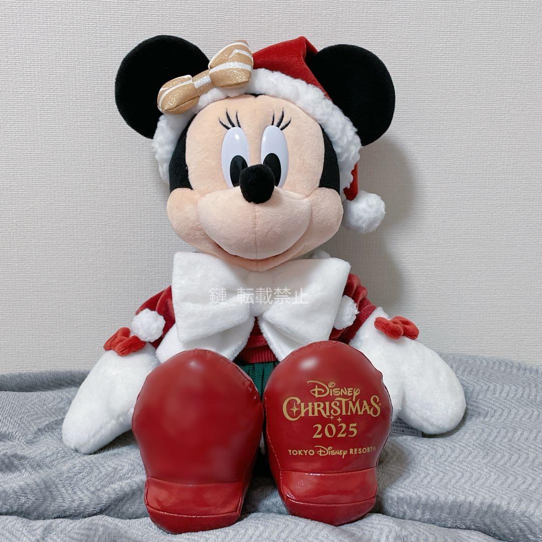 ディズニー　クリスマス　2025　ぬいぐるみ　ミニー　サンタ　マフラー